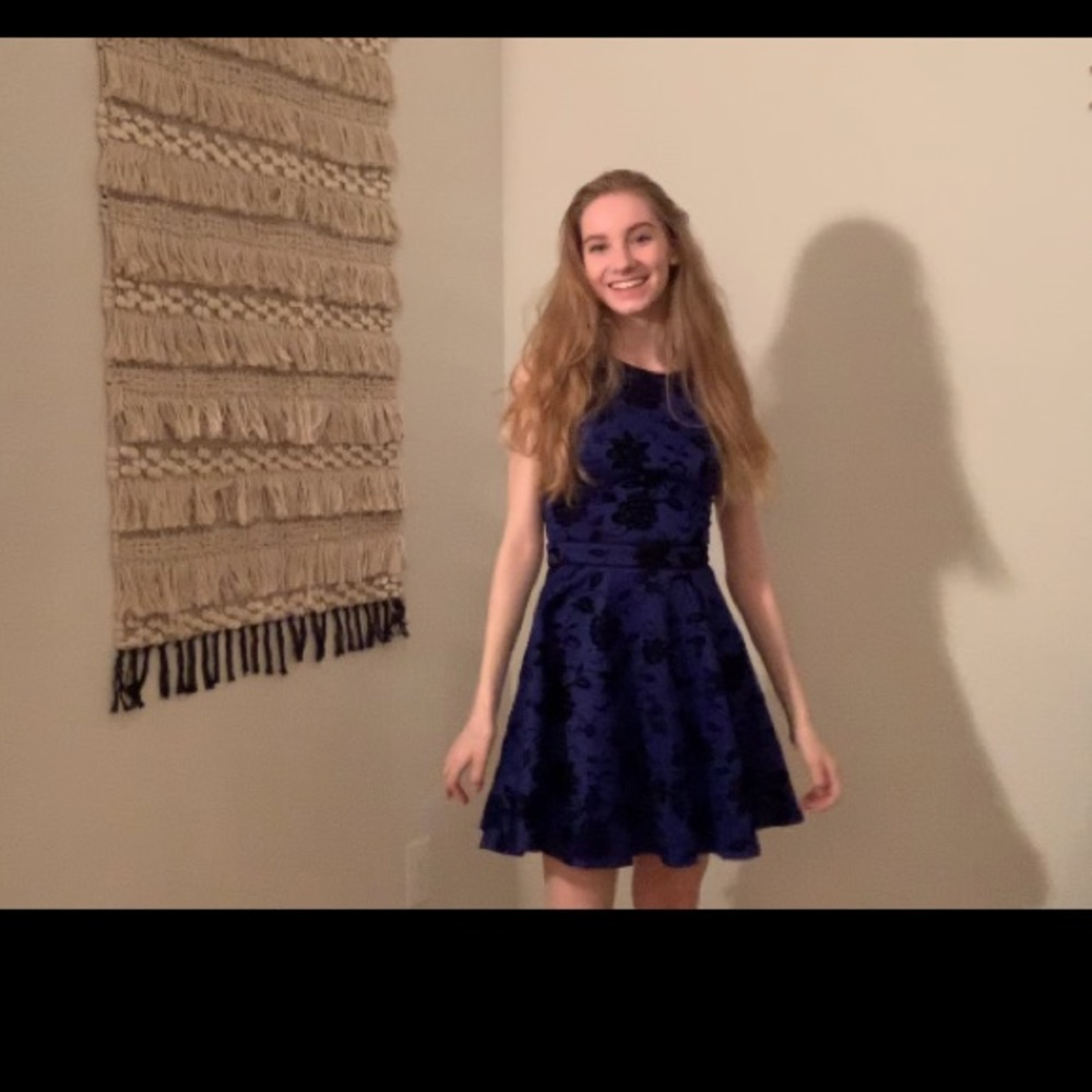 Navy and Black A-Line Dress